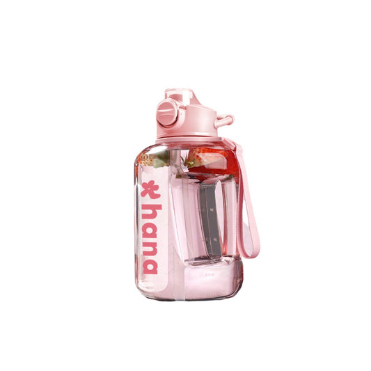 hana football water bottles 1.7L pink sports large water bottle with straw for girls and women